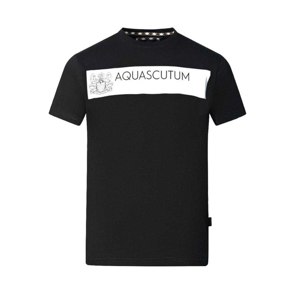 Aquascutum Mens Block Logo T-Shirt / Black